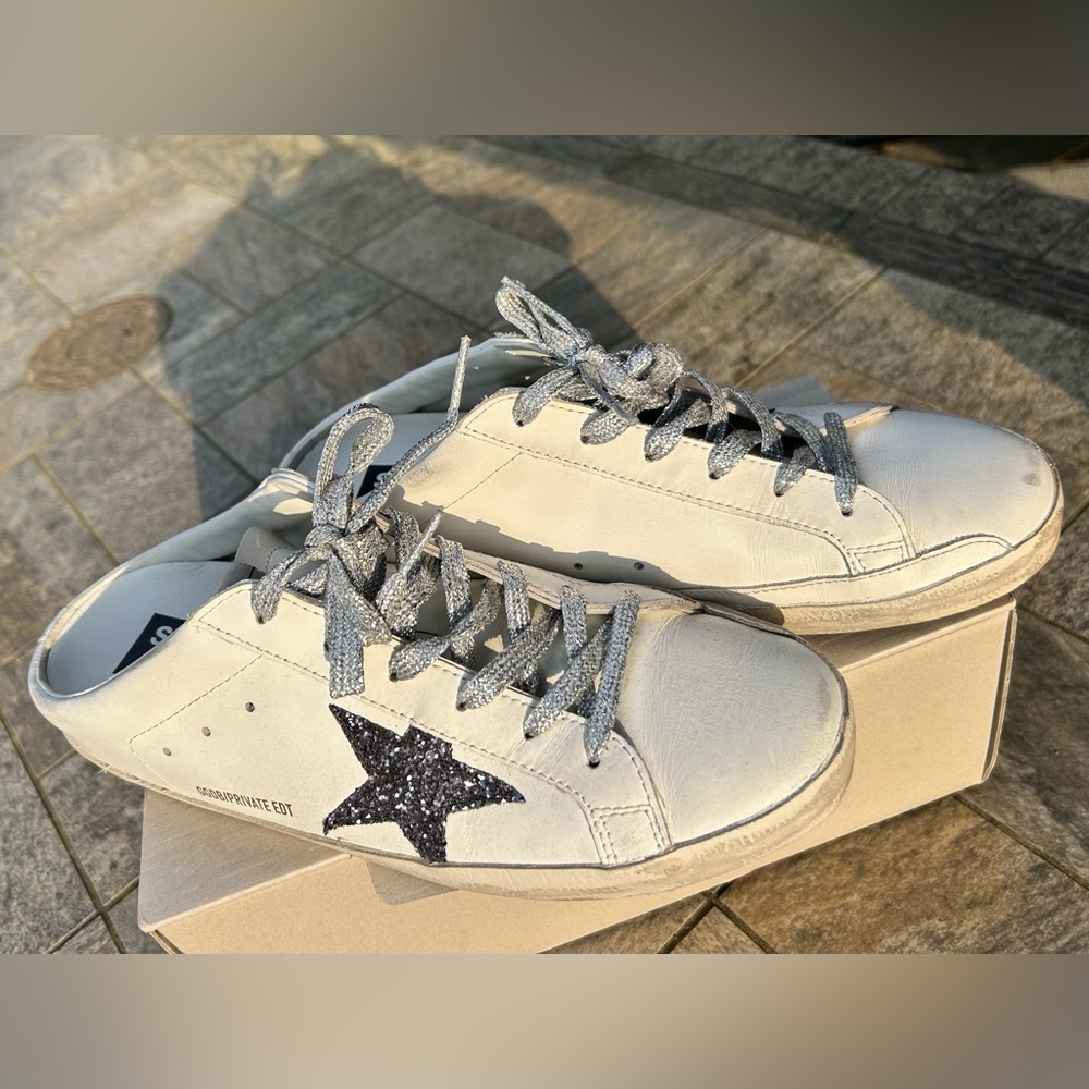 Golden Goose Super-Star Sabot Mules with glitter star EUR Size 41 US 10/11